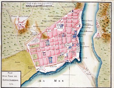 Mappa manoscritta della città di Santo Domingo da Unknown artist