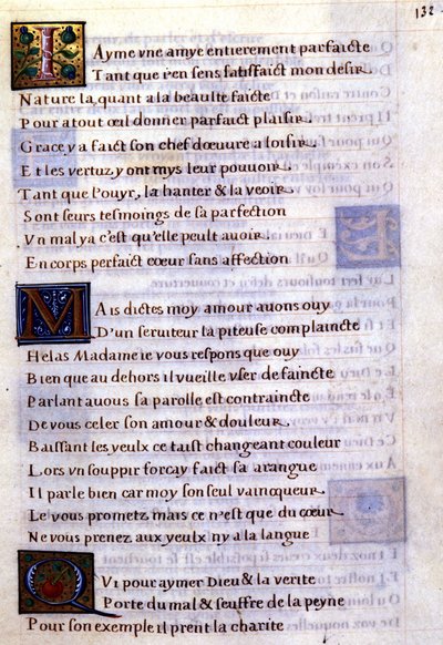 Pagina di manoscritto con lettere ornate - Margherita di Navarra da Unknown artist
