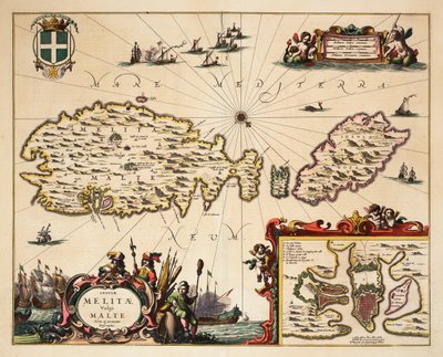 Mappa di Malta e Gozo, c.1650 da Unknown artist