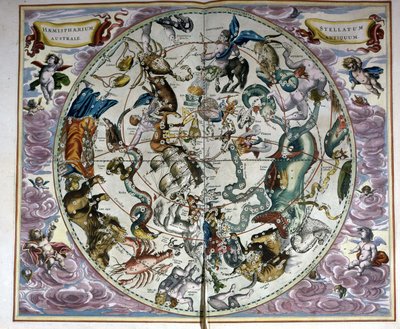 Mappa del cielo e segni dello zodiaco - facsimile di un