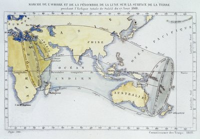 Mappa, pubblicata dal Bureau of Longitudes, che mostra il percorso dell