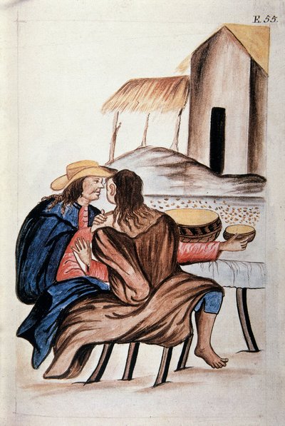 Accordo matrimoniale tra indiani, dal libro "Trujillo del Peru" o "Codice Martínez Compañón", di Baltazar Martinez Compañón y Bujanda, vescovo di Trujillo (1782-1785) da Unknown artist