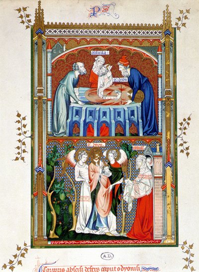 Martirio di San Dionigi, cromolitografia secondo documenti del XV secolo da Unknown artist