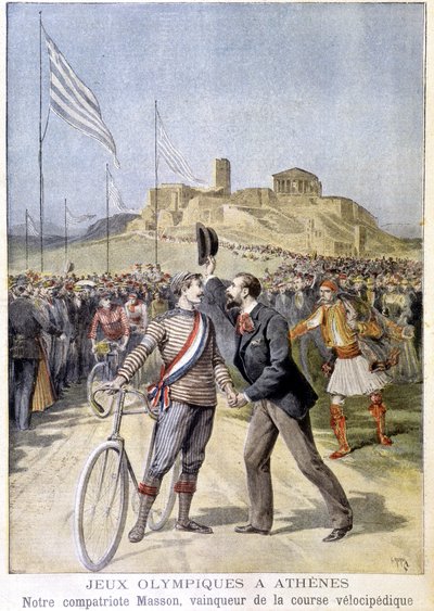 Masson vincitore della corsa velocipedica ai Giochi Olimpici di Atene - in "Le Petit Journal" del 26/04/1896 da Unknown artist