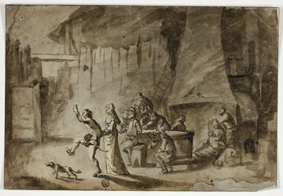 Uomini e donne in taverna da Unknown artist