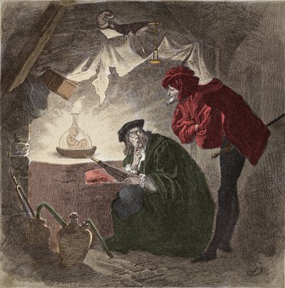 Mefistofele (Mephisto) a Faust. Illustrazione di "Faust" di Johann Wolfgang von Goethe (1749-1832) da Unknown artist
