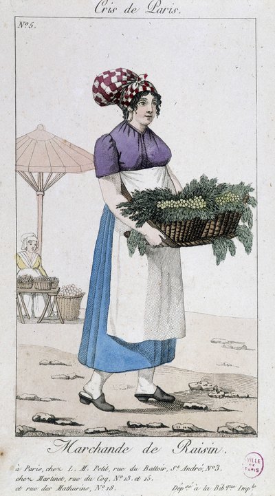Venditore di uva - in "Cris de Paris" da Unknown artist