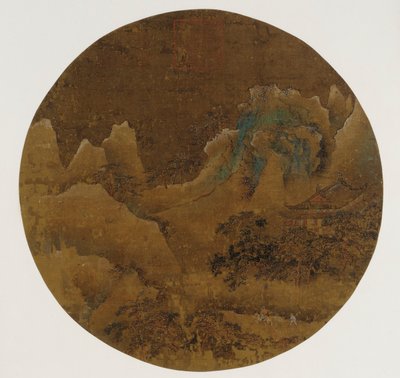 Paesaggio montano: rupi, tempio e pini da Unknown artist