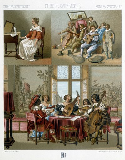 Musica in Europa nel XVII secolo - in "Le costume historique" di Racinet da Unknown artist