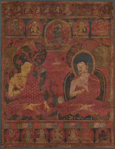 Nagarjuna (c. 150-250 d.C.) con un maestro buddista da Unknown artist