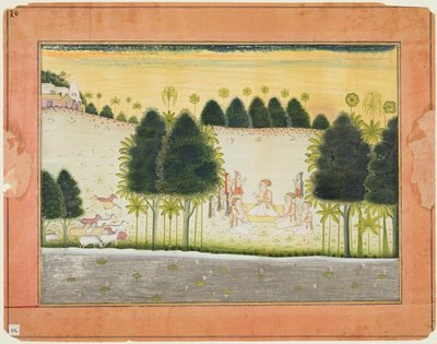 Nanda e gli anziani in consiglio con i pastori, da un Bhagavata Purana da Unknown artist