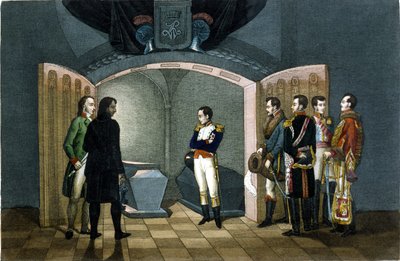 Napoleone Bonaparte davanti alla tomba di Federico II di Prussia da Unknown artist