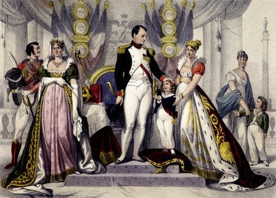 Dinastia napoleonica dal 1804 al 1815. Giuseppina, Napoleone I, Re di Roma, Maria Luisa. Incisione del XIX secolo da Unknown artist