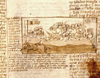 Battaglia navale tra Saraceni e Crociati nel 1120 da Unknown artist