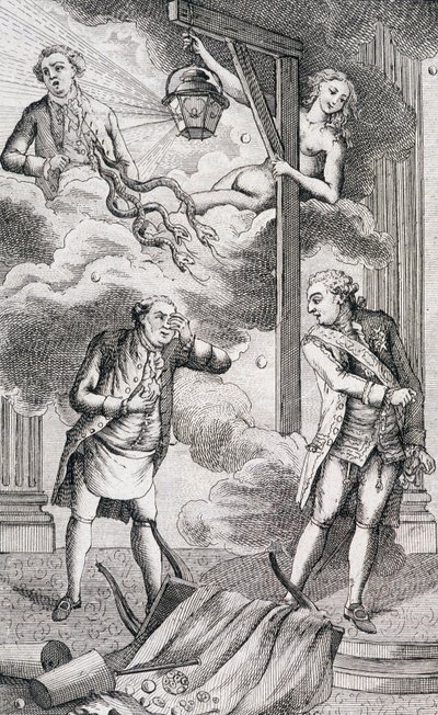 Necker giudicato dal tribunale della lanterna - in "Supplemento alla vita privata e ministeriale di M. Necker, Direttore generale delle Finanze" di un cittadino, ed. Pellet, Ginevra da Unknown artist