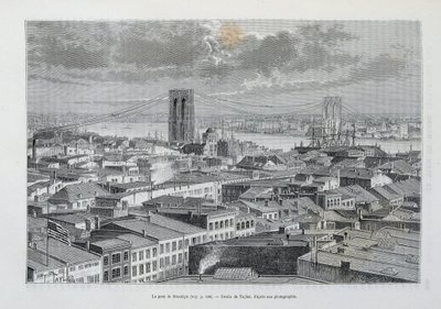 New York e il Ponte di Brooklyn in costruzione - in "Il giro del mondo", 2° semestre 1881 da Unknown artist