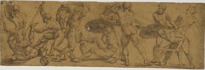 Guerrieri nudi che combattono da Unknown artist