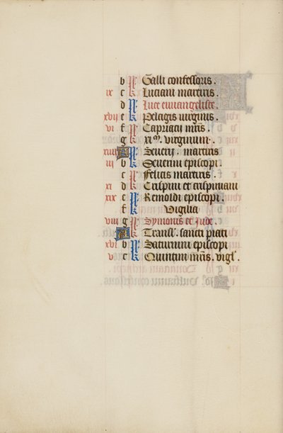 Calendario di ottobre Continua da Unknown artist