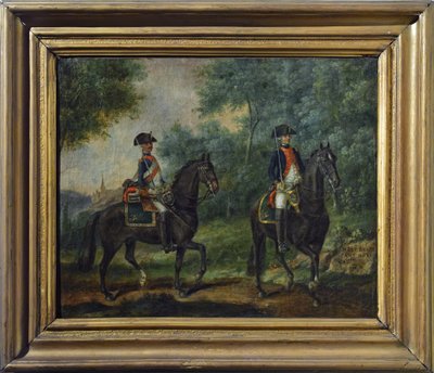 Ufficiale e soldato del reggimento Mestre de Camps nel 1790, fine XVIII secolo da Unknown artist