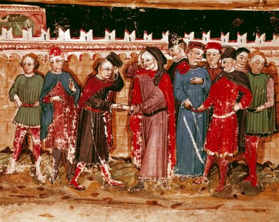 Funzionari della gabella Miniatura dal manoscritto (Ms. H V-5) "Codex de Privileges" da Unknown artist