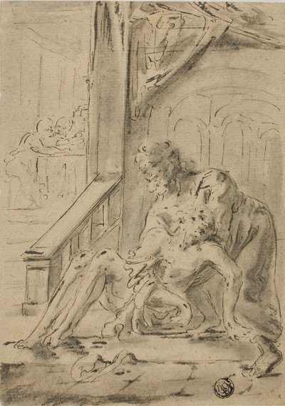Vecchio che sostiene un giovane da Unknown artist