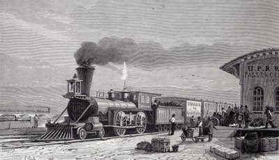 Stazione di Omaha, punto di partenza della Ferrovia del Pacifico - in "Tour du monde" da Unknown artist