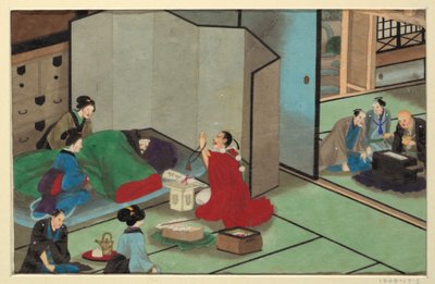 Una delle sedici scene della morte e sepoltura di un uomo da Unknown artist