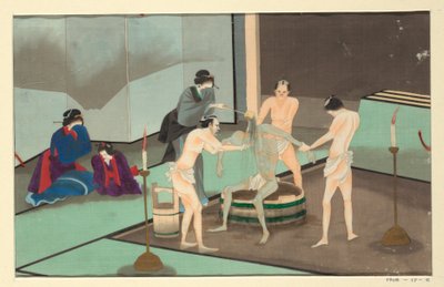 Una delle sedici scene della morte e sepoltura di un uomo da Unknown artist