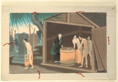 Una delle sedici scene della morte e sepoltura di un uomo da Unknown artist