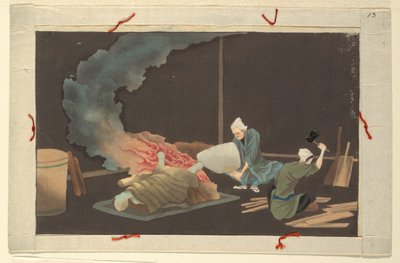 Una delle sedici scene della morte e sepoltura di un uomo da Unknown artist