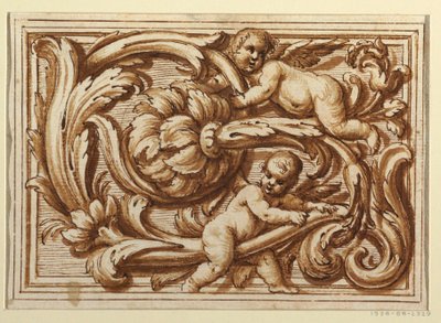 Uno di una serie di disegni per una pagina del titolo e decorazione di un pannello orizzontale da Unknown artist