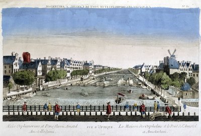 Casa degli orfani e ponte Amstel ad Amsterdam - Veduta ottica da Unknown artist