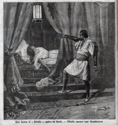 Otello ha appena ucciso Desdemona nel suo letto. Scena dell