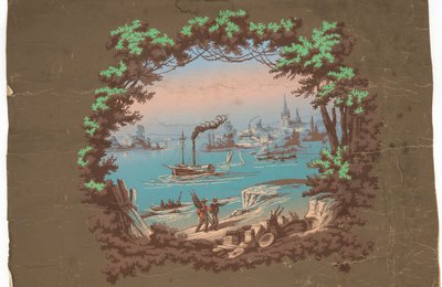 Sopraporta con scena di porto da Unknown artist