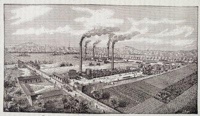 Panoramica della raffineria di petrolio del signor Deutsch a Pantin (Senna) da Unknown artist