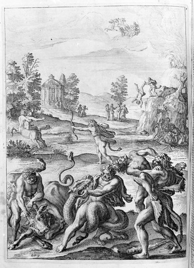 Illustrazione per il libro 15 di Ovidio (P. Ovidii Nasonis Metamorphose libri XV um notis TH. Farnabii.) note di Thomas Farnaby (Farnabia) (1575-1647) da Unknown artist