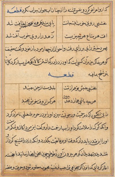 Pagina dai Racconti di un pappagallo (Tuti-nama): pagina di testo da Unknown artist