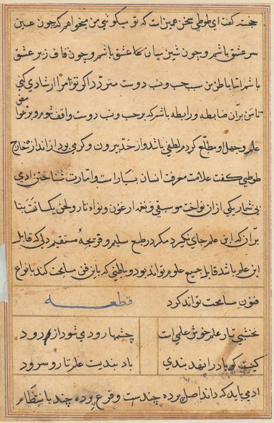Pagina dai Racconti di un pappagallo (Tuti-nama): pagina di testo da Unknown artist