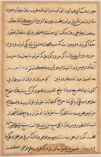 Pagina dai Racconti di un pappagallo (Tuti-nama): pagina di testo da Unknown artist