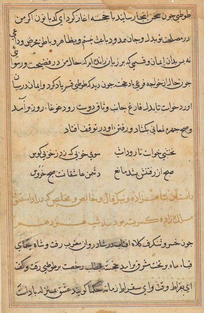 Pagina da Tales of a Parrot (Tuti-nama): pagina di testo da Unknown artist