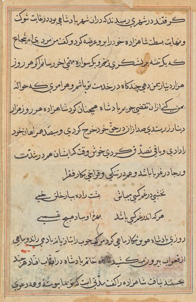 Pagina da Tales of a Parrot (Tuti-nama): pagina di testo da Unknown artist