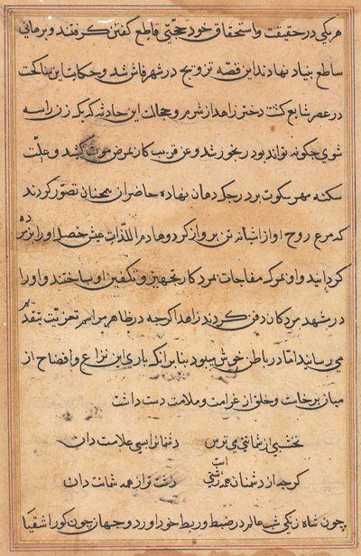 Pagina da Racconti di un pappagallo (Tuti-nama): pagina di testo da Unknown artist