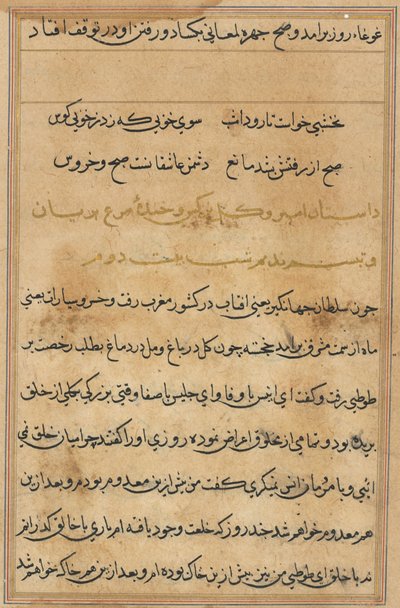 Pagina da Racconti di un pappagallo (Tuti-nama): pagina di testo da Unknown artist