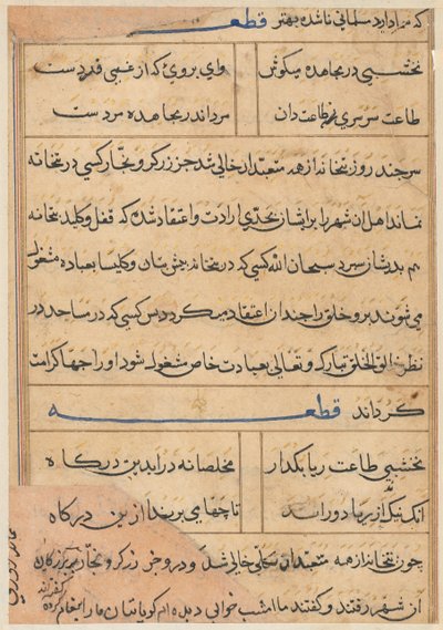 Pagina da Tales of a Parrot (Tuti-nama): pagina di testo da Unknown artist