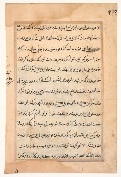 Pagina da Storie di un pappagallo (Tuti-nama): pagina di testo da Unknown artist