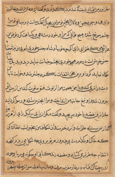 Pagina da Racconti di un pappagallo (Tuti-nama): pagina di testo da Unknown artist