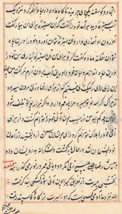 Pagina da Racconti di un pappagallo (Tuti-nama): pagina di testo da Unknown artist