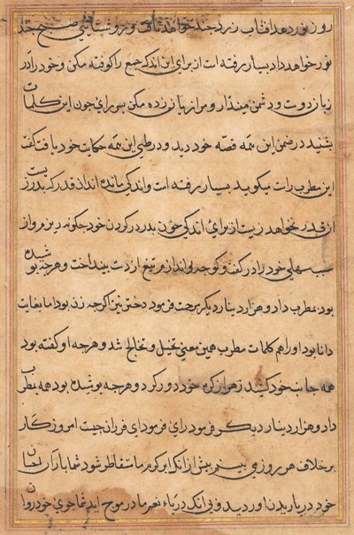 Pagina da Racconti di un pappagallo (Tuti-nama): pagina di testo da Unknown artist