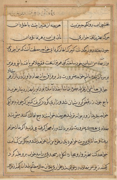 Pagina da Storie di un pappagallo (Tuti-nama): pagina di testo da Unknown artist