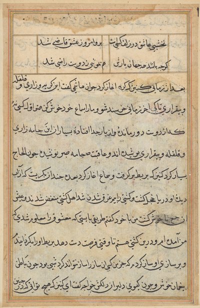 Pagina da Storie di un pappagallo (Tuti-nama): pagina di testo da Unknown artist
